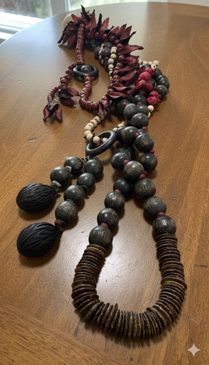 Cordão Decorativo Sementes Bordô